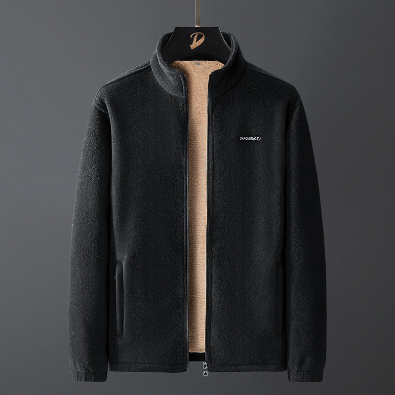 Men's fleece jacket with teddy lining, stand-up collar, and full zip Amarae