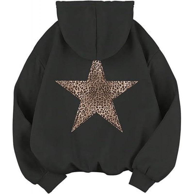 Women's hoodie with stylish leopard star design and relaxed fit Lune London