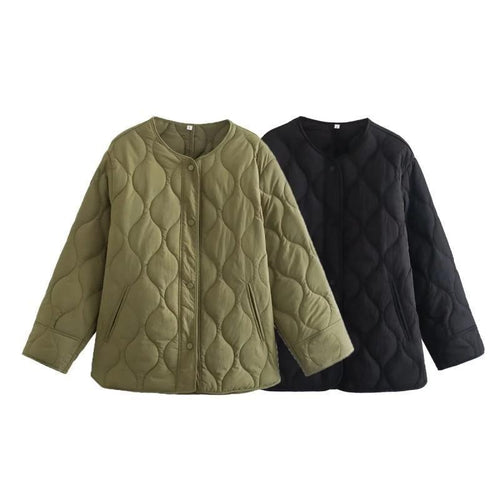 Quilted transition jacket for women with practical button closure and warm inner lining Amarae