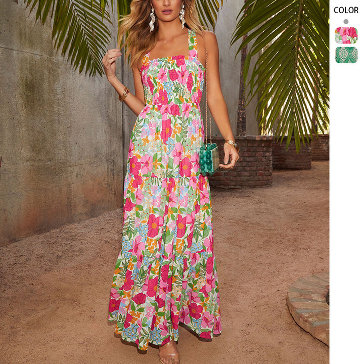 Ladies maxi dress with cheerful floral design and airy fit Lune London