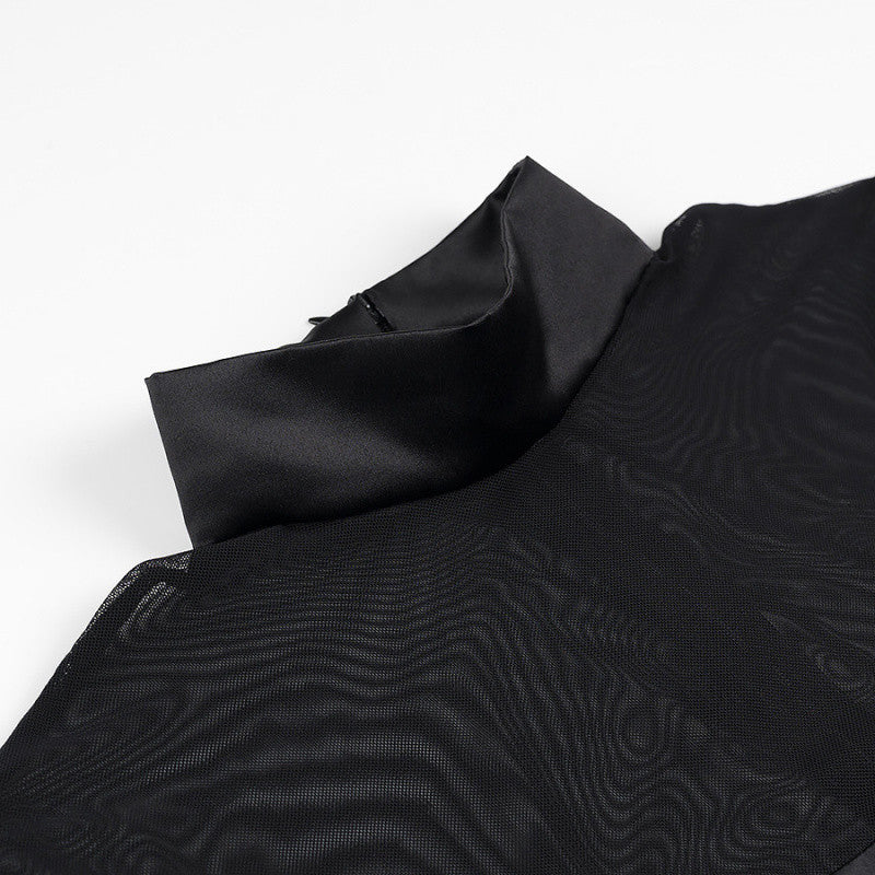 Robe élégante pour femmes avec manches transparentes et col haut Chic & Stil