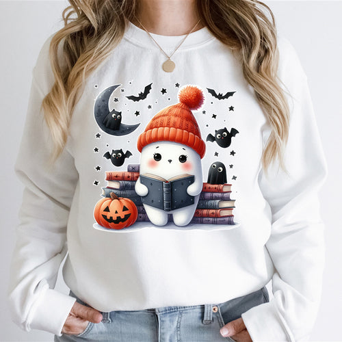Sweat-shirt pour femmes avec motif d'Halloween mignon et design de livre Chic & Stil
