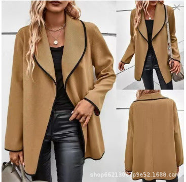 Ladies elegant oversized blazer with contrasting piping Amarae