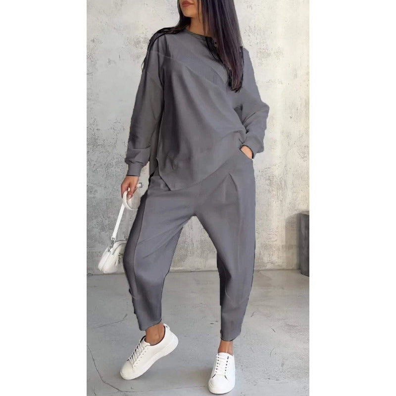 Women's Casual Two-Piece Lounge Set with Oversize Sweatshirt and Tailored Tapered Pants Amarae