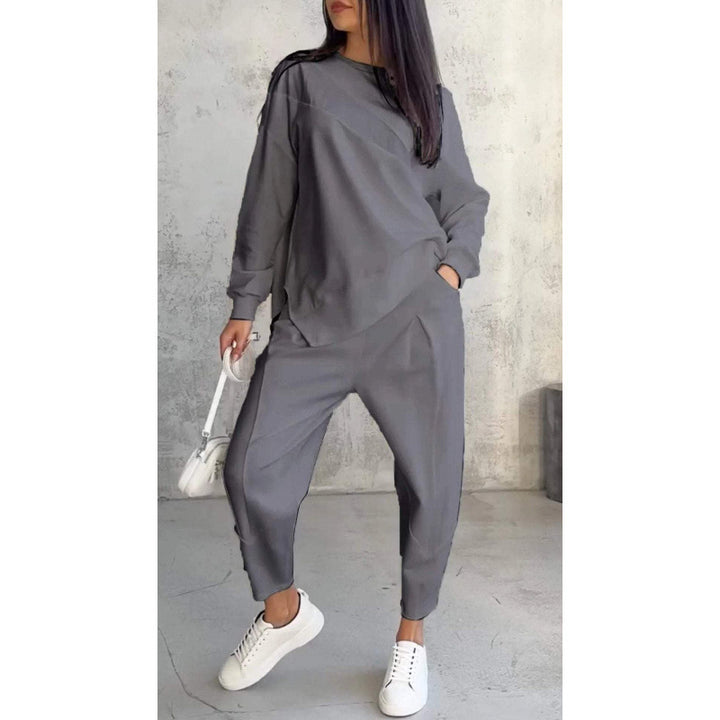 Women's Casual Two-Piece Lounge Set with Oversize Sweatshirt and Tailored Tapered Pants Amarae