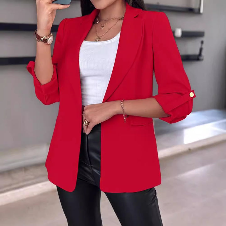 Trendy women's blazer with rolled-up sleeves and practical pockets Lune London
