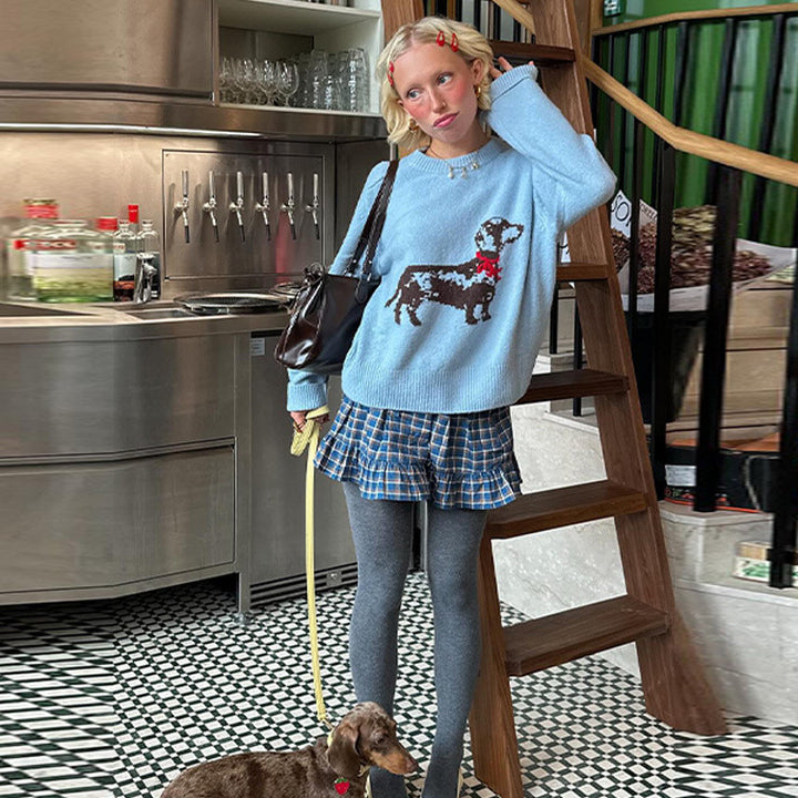 Women's sweatshirt with playful dog design and ribbed sleeves Lune London