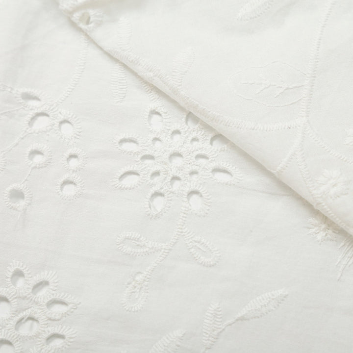Women's midi skirt with broderie anglaise, flared A-line and curved hem Amarae