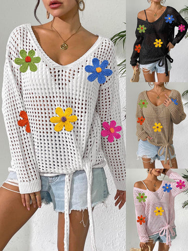 Ladies Open Weave Floral Vest Amarae