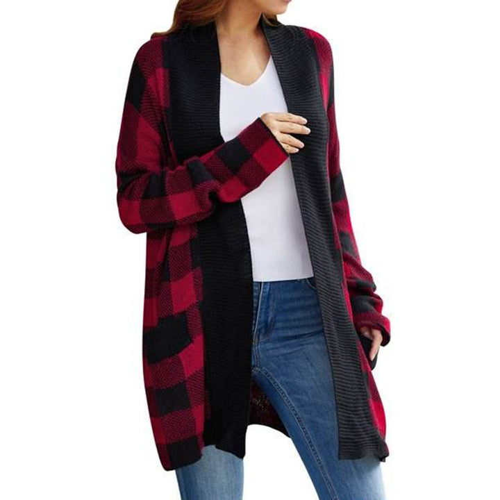 Women casual cardigan with checkered structure and open front Lune London