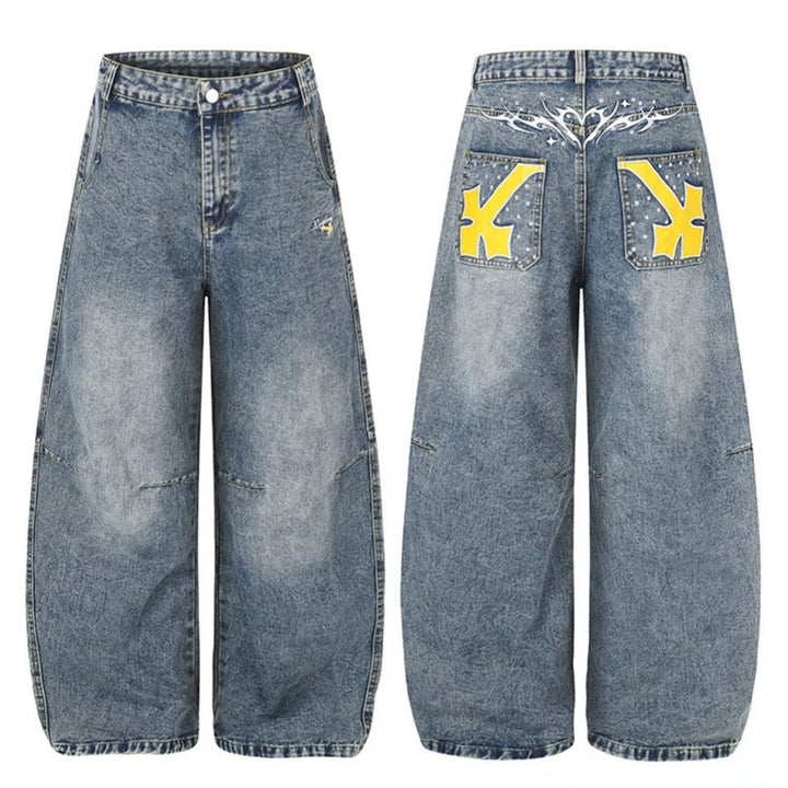 Women's Extra Wide High-Waist Palazzo Jeans with Embellished Back Pockets Amarae