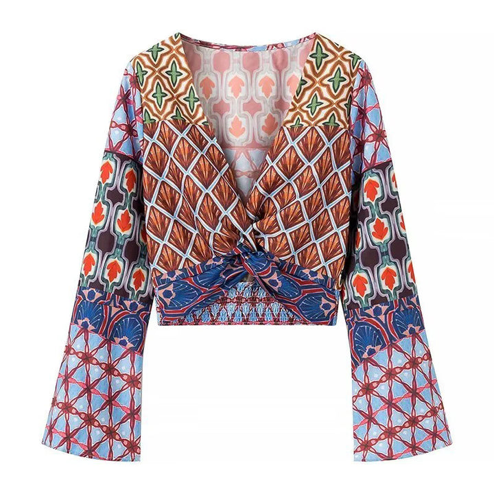 Wide pants for women with colorful pattern and elastic waist Lune London
