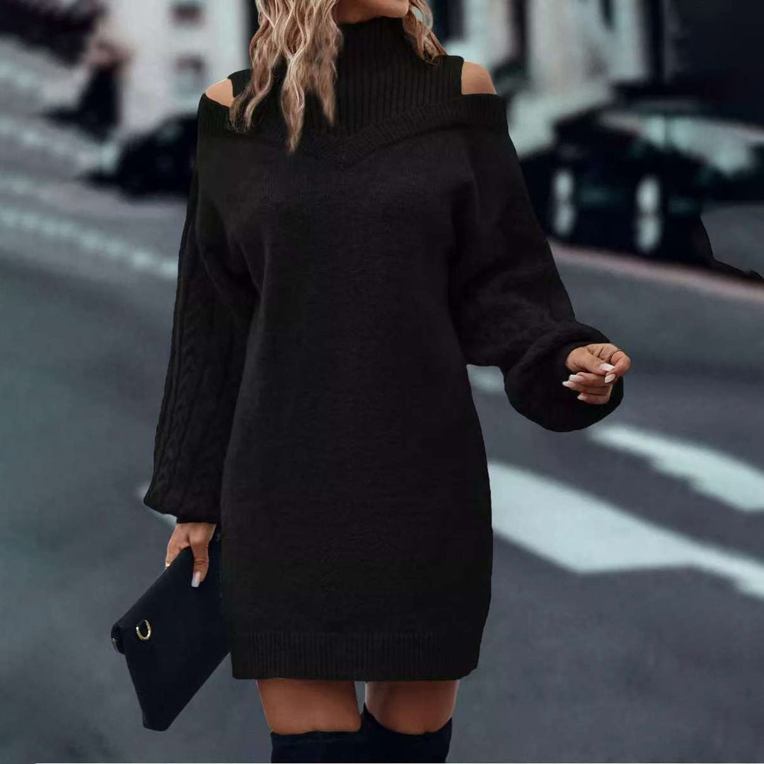 Robe tricotée pour femme avec découpes aux épaules et col haut Chic & Stil