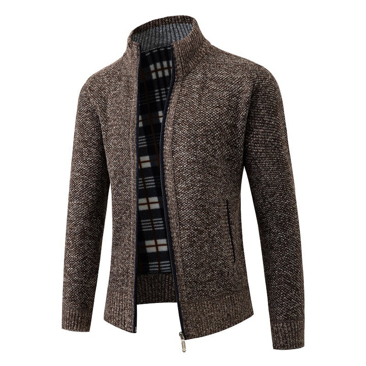 Men's knit jacket with textured design and high collar Lune London