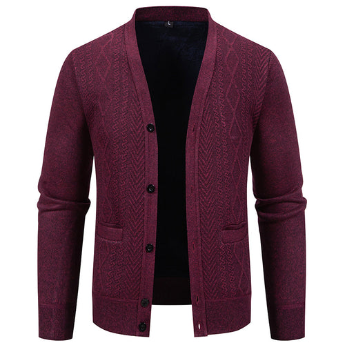 Men's knitted jacket with textured design and button closure Amarae