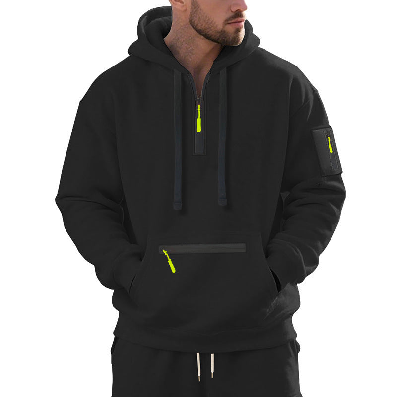 Trendy men's hoodie with innovative zipper elements Lune London