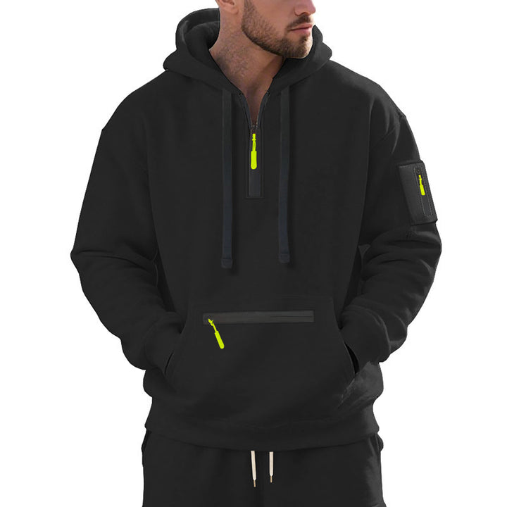 Trendy men's hoodie with innovative zipper elements Lune London