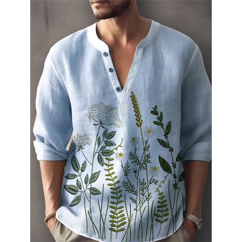Elegant shirt for men embroidered with flowers Amarae