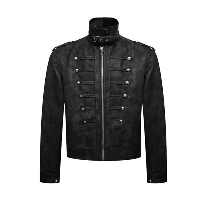 Men's short jacket in military marching look made of suede imitation with stand-up collar & decorative buttons Amarae