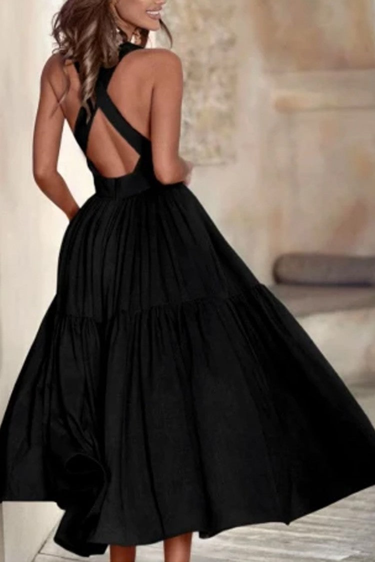 Ladies Elegant Long Sleeve Dress with Long Skirt and Refined Pleats Lune London