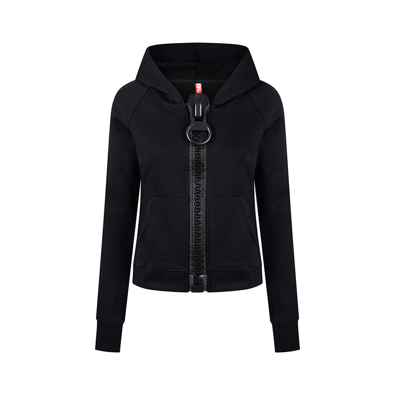 Women’s hooded sweatshirt jacket with oversized zipper and relaxed fit Amarae