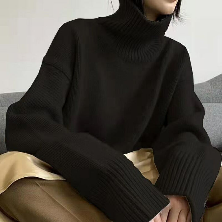 Pull décontracté à col roulé pour femmes avec motif texturé Chic & Stil