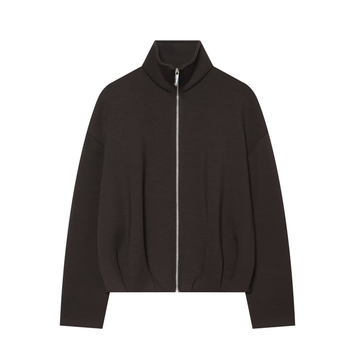 Women's Cropped Sweat Jacket with High Funnel Collar, Full Zip and Fitted Hem Amarae