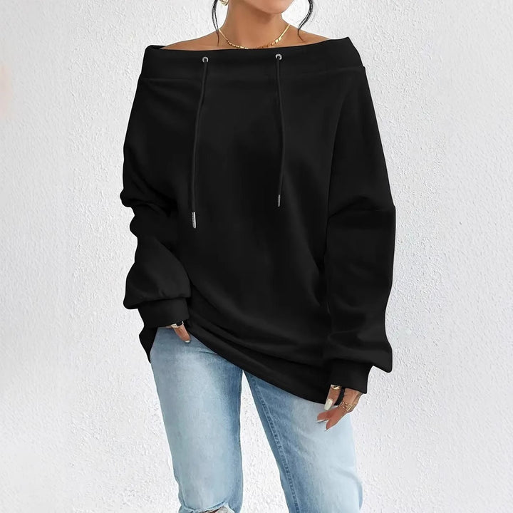 Pull décontracté pour femmes en taille oversized avec col ouvert et cordons pratiques Chic & Stil