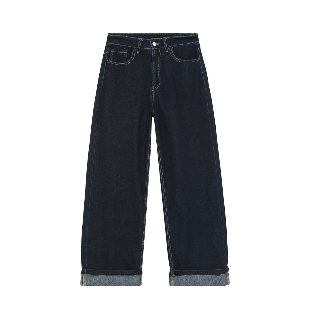 Women Highwaist Wide-Leg Jeans with Wide Leg and Turn-Up Hem Amarae