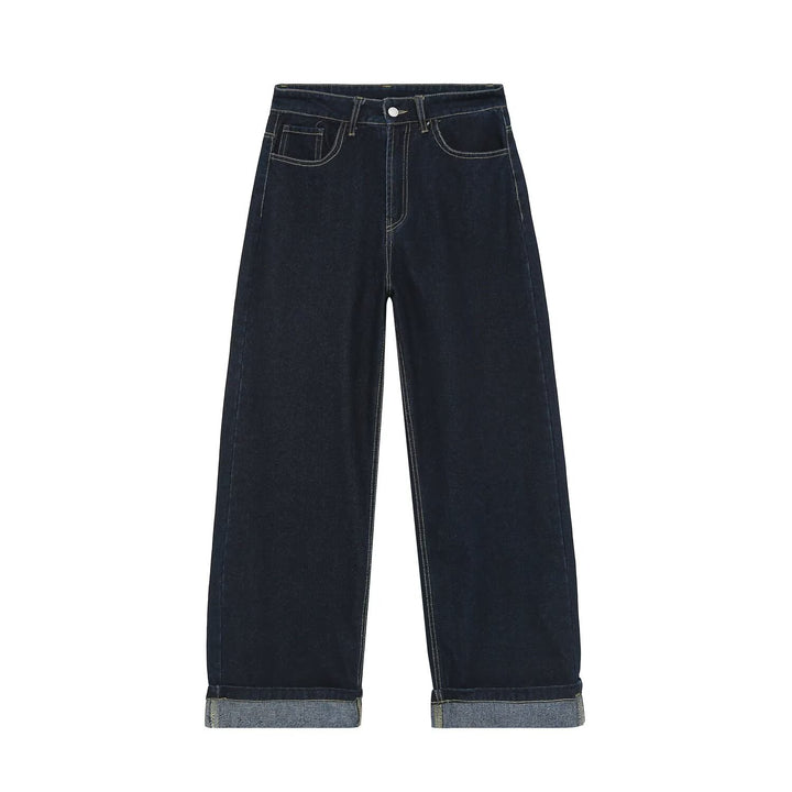 Women Highwaist Wide-Leg Jeans with Wide Leg and Turn-Up Hem Amarae