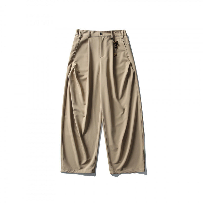 Men's Wide Pleated Culotte Pants with Low Crotch Amarae