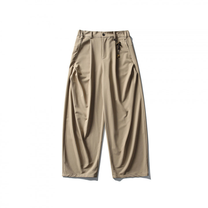 Men's Wide Pleated Culotte Pants with Low Crotch Amarae