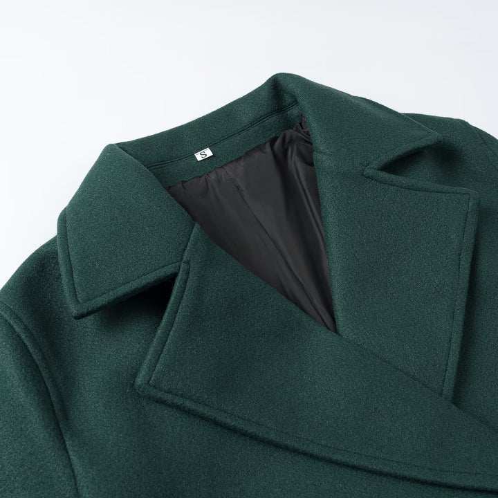 Ladies Short Peacoat made of wool blend with double-breasted button placket and cuff straps Amarae