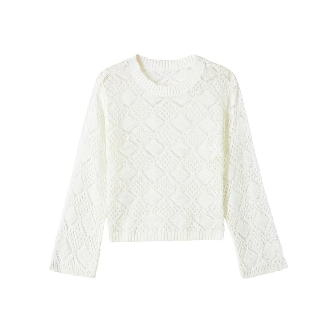 Women's Lo... pullover with diamond pattern and round neck Amarae