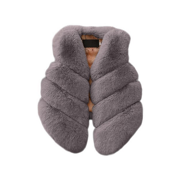 Ladies Soft Faux Fur Gilet with Padded Collar Lune London