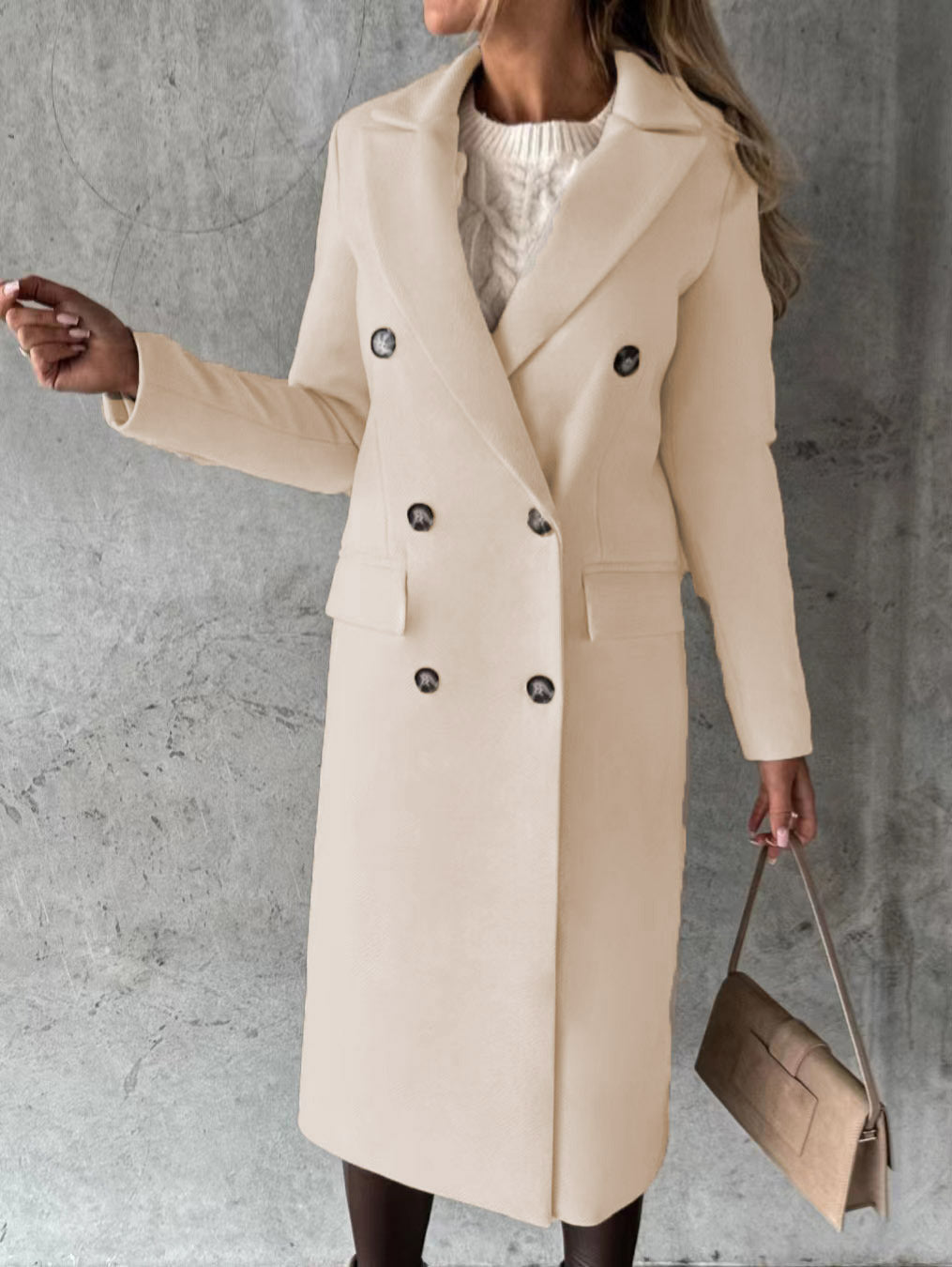 Elegant double-breasted women's coat with fitted silhouette Lune London