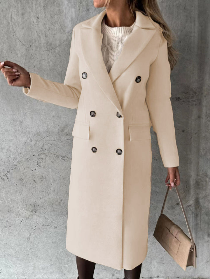 Elegant double-breasted women's coat with fitted silhouette Lune London