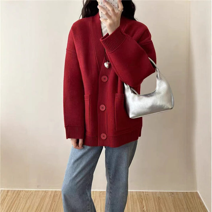 Cardigan en tricot décontracté pour femmes avec poches profondes et détails de boutons modernes Chic & Stil