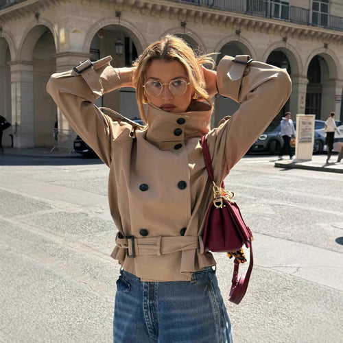 Trendy trench coat for women with innovative cut and practical details Amarae