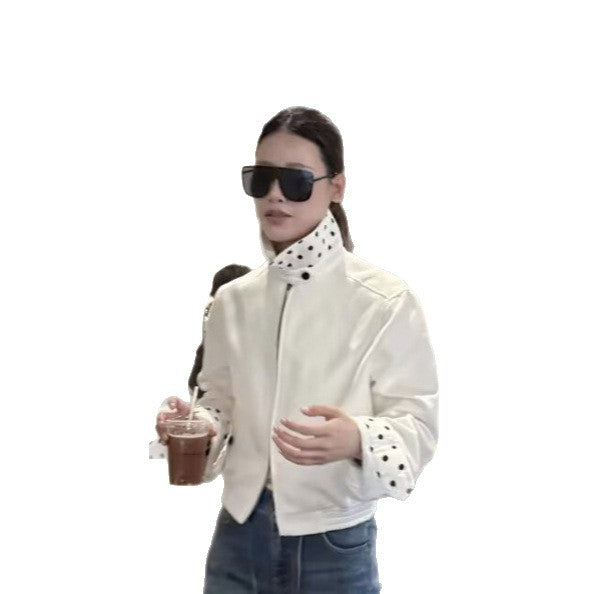 Women's lightweight bomber jacket with stand-up collar and dotted lining Amarae