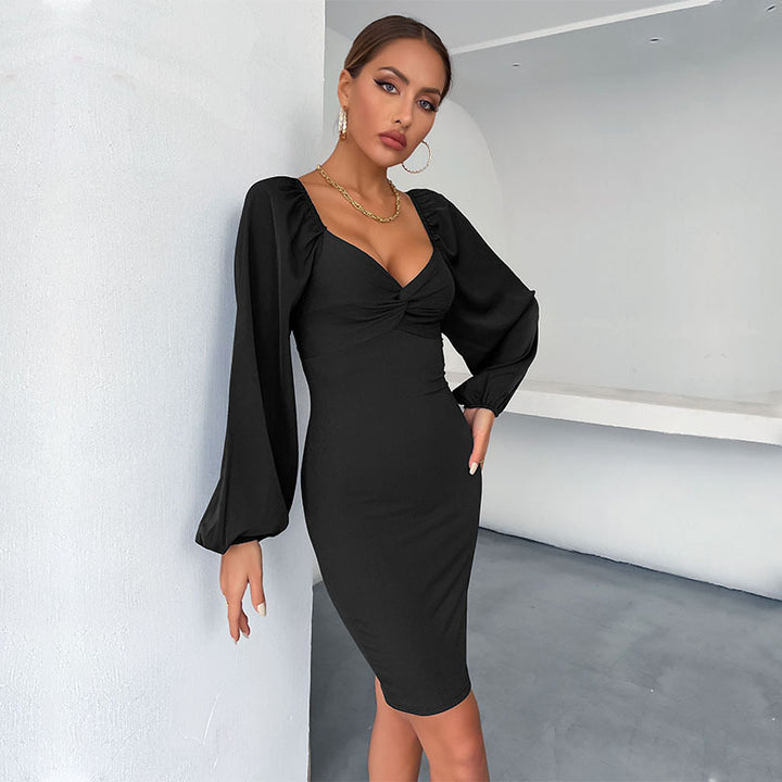 Elegant bodycon dress for women with puff sleeves Lune London