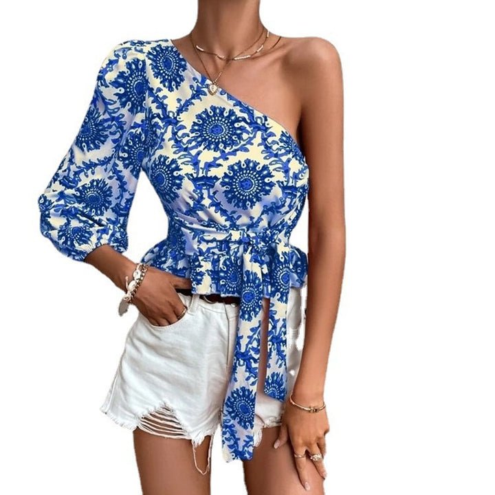 Ladies Chic One-Shoulder Peplum Top