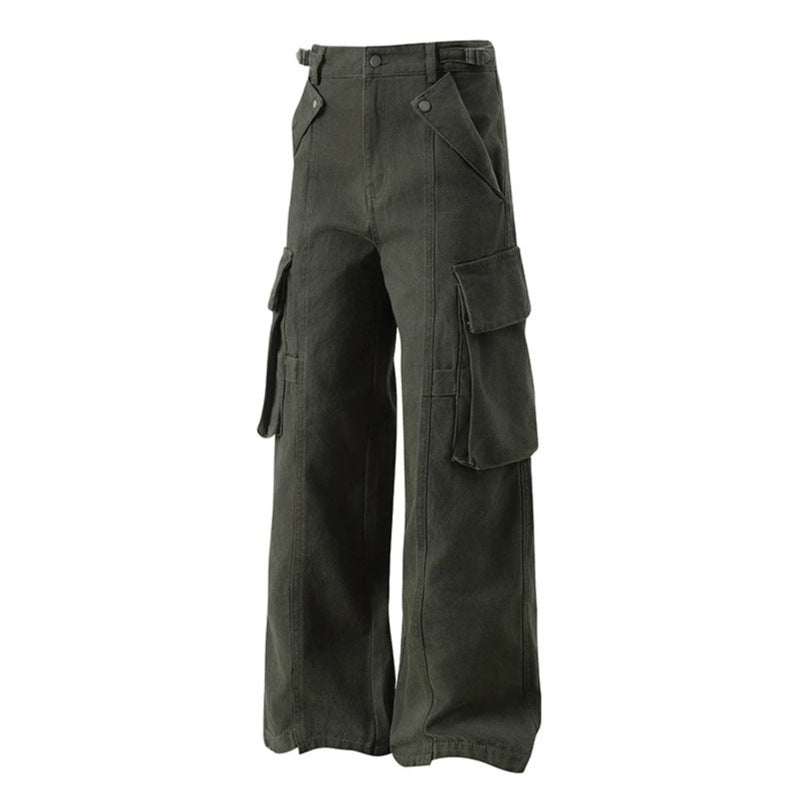 Women's high-waisted wide Cargo culotte pants with multi pockets and adjustable waistband Amarae