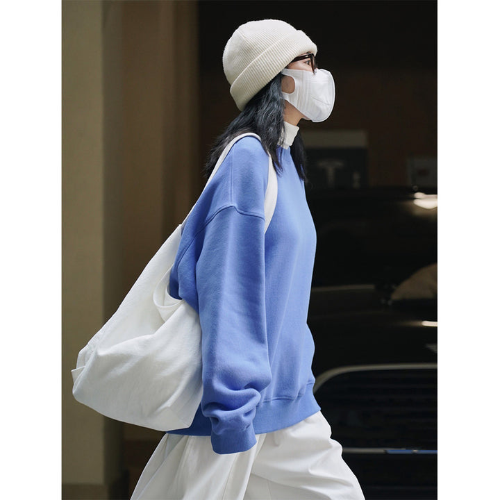 Women's Loose Oversized Sweatshirt with Drop Shoulder and Ribbed Hem Amarae