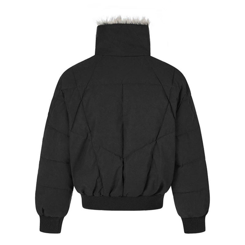 Women's quilted bomber jacket with faux fur trim, high stand-up collar and diagonal zip pockets Amarae