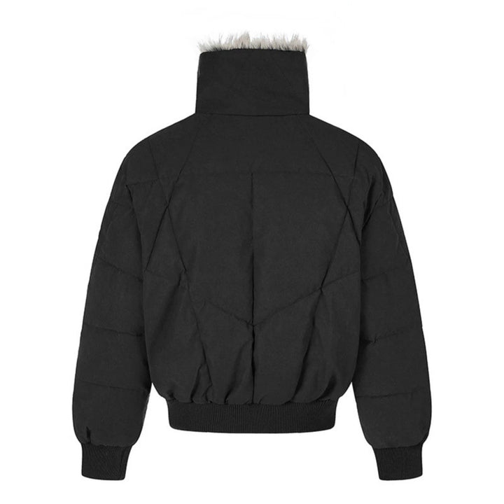 Women's quilted bomber jacket with faux fur trim, high stand-up collar and diagonal zip pockets Amarae