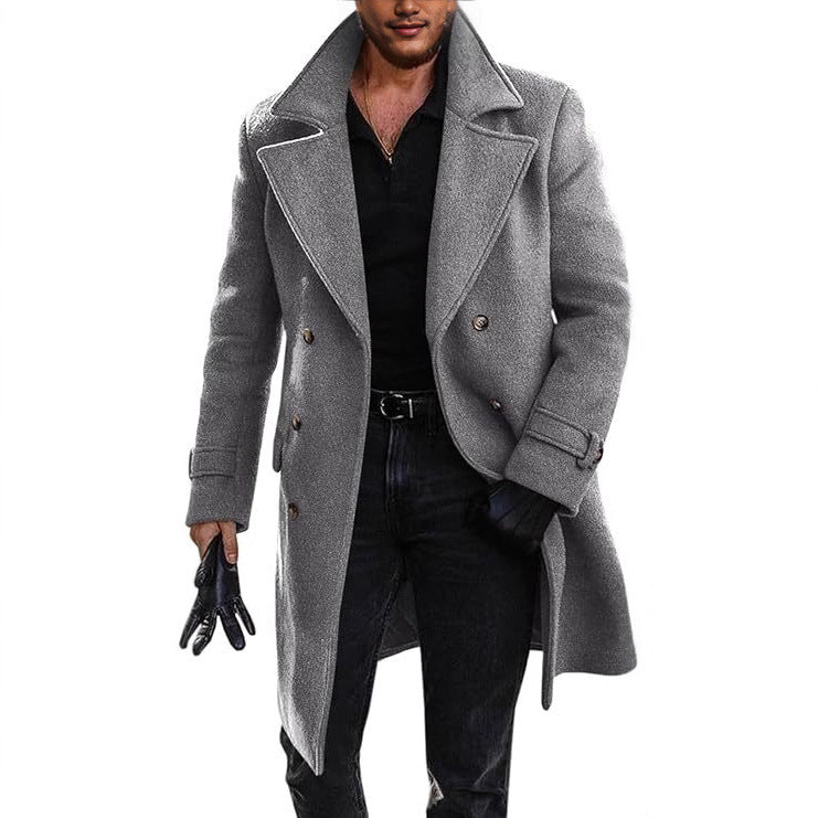 Elegant long coat for men with double-breasted Lune London