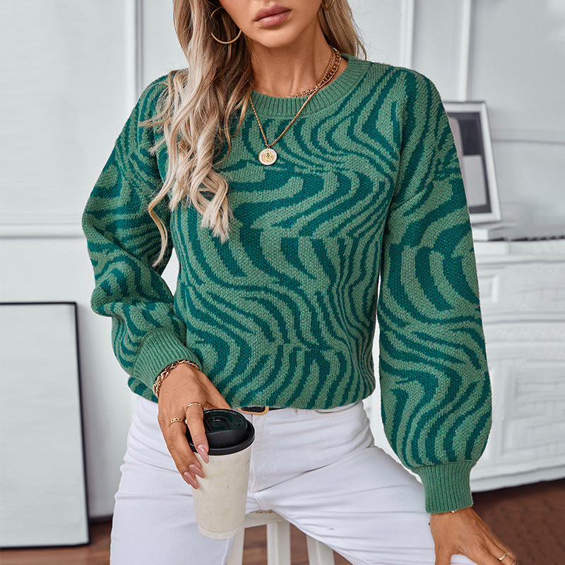 Unique wave pattern knit sweater for women Lune London