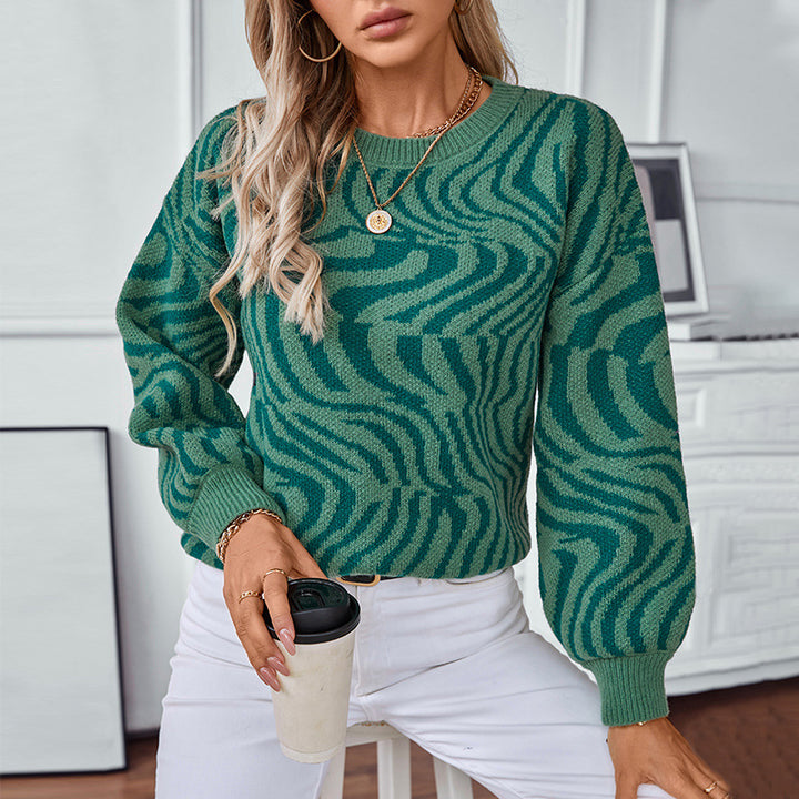 Unique wave pattern knit sweater for women Lune London