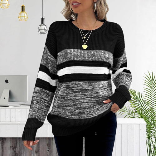 Sweater décontracté pour femmes avec design rayé et coupe ample Chic & Stil